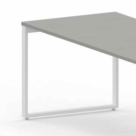 LAS - Scrivania Oxi con piano in legno e gambe in metallo a "L" profondità 80 cm - Colore Grigio