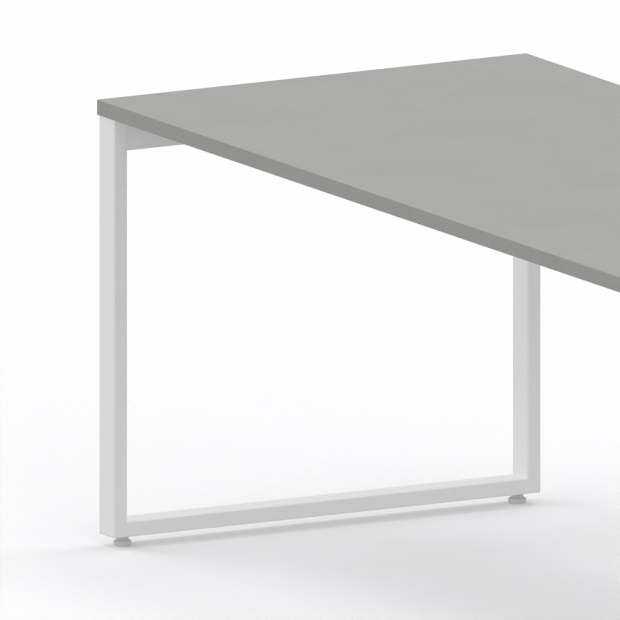 LAS - Scrivania Oxi con piano in legno e gambe in metallo a "L" profondità 80 cm - Colore Grigio