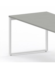 LAS - Scrivania Oxi con piano in legno e gambe in metallo a "L" profondità 80 cm - Colore Grigio