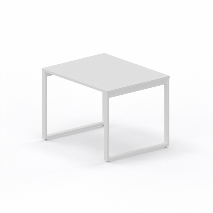 LAS - Scrivania Oxi con piano in legno e gambe in metallo a "L" profondità 80 cm - Colore Bianco