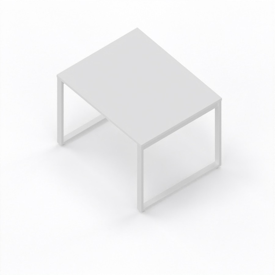 LAS - Scrivania Oxi con piano in legno e gambe in metallo a "L" profondità 80 cm - Colore Bianco