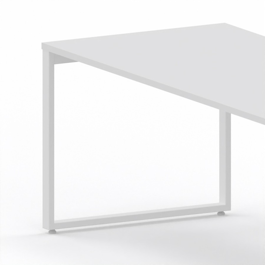 LAS - Scrivania Oxi con piano in legno e gambe in metallo a "L" profondità 80 cm - Colore Bianco