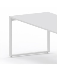 LAS - Scrivania Oxi con piano in legno e gambe in metallo a "L" profondità 80 cm - Colore Bianco