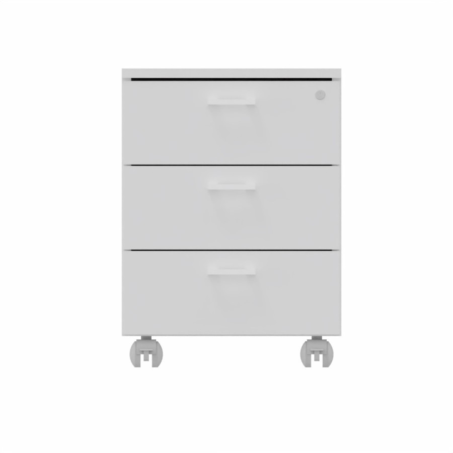 LAS - Cassettiera L.42 x H.57 x P.55 cm  in legno su ruote con 3 cassetti