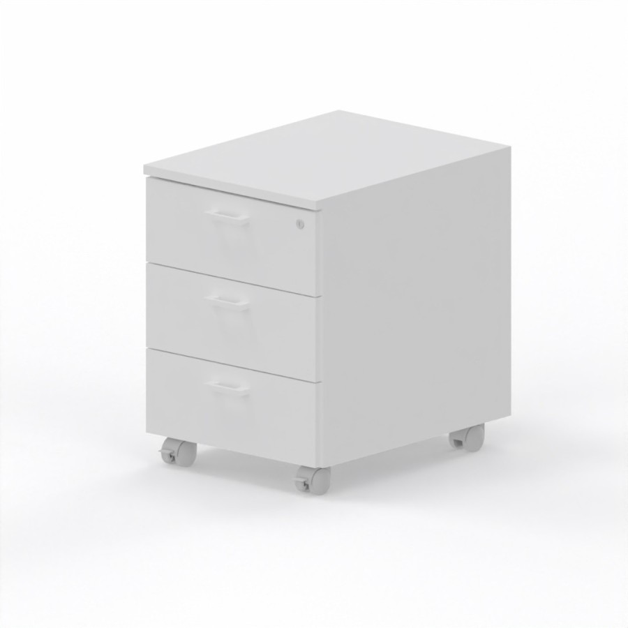 LAS - Cassettiera L.42 x H.57 x P.55 cm  in legno su ruote con 3 cassetti