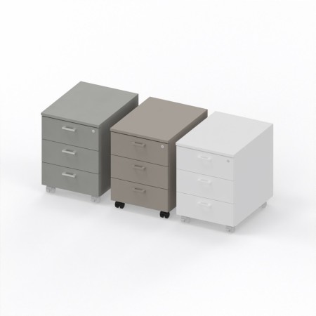 LAS - Cassettiera L.42 x H.57 x P.55 cm  in legno su ruote con 3 cassetti