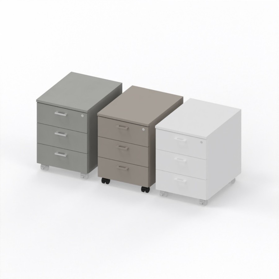 LAS - Cassettiera L.42 x H.57 x P.55 cm  in legno su ruote con 3 cassetti