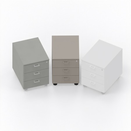 LAS - Cassettiera L.42 x H.57 x P.55 cm  in legno su ruote con 3 cassetti