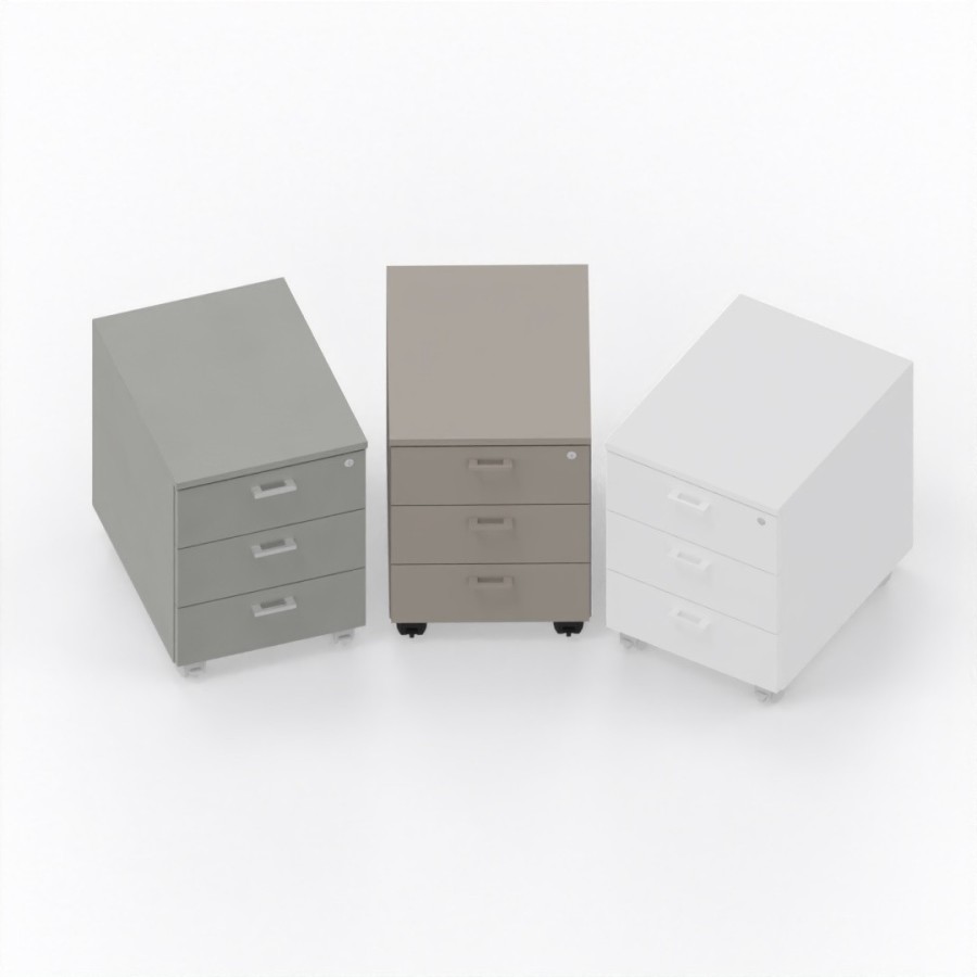 LAS - Cassettiera L.42 x H.57 x P.55 cm  in legno su ruote con 3 cassetti