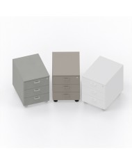 LAS - Cassettiera L.42 x H.57 x P.55 cm  in legno su ruote con 3 cassetti