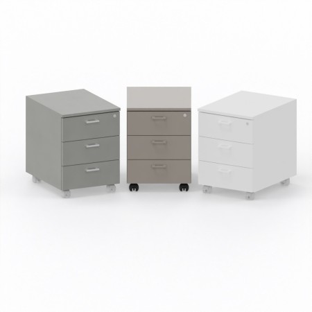 LAS - Cassettiera L.42 x H.57 x P.55 cm  in legno su ruote con 3 cassetti