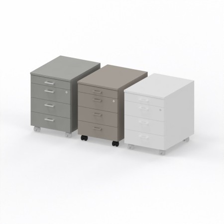 LAS - Cassettiera su ruote 3 cassetti + 1 porta-cancelleria con serratura