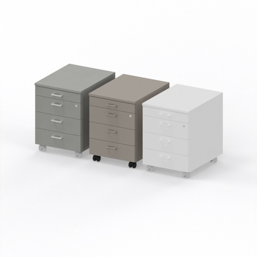 LAS - Cassettiera su ruote 3 cassetti + 1 porta-cancelleria con serratura