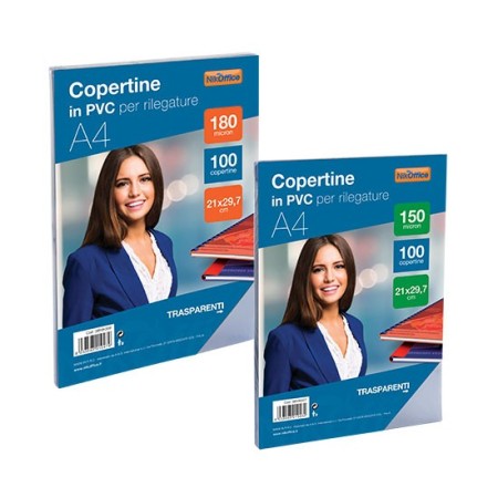Copertina in Pvc A4 per rilegatura trasparente 150 MIC - confezione 100 fogli