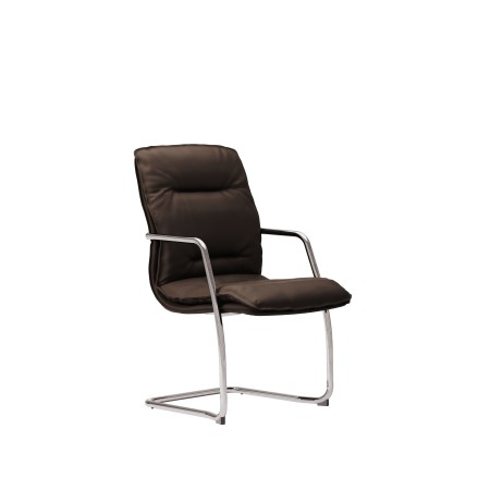 LAS - Poltrona direzionale con schienale medio su slitta in tubolare cromato