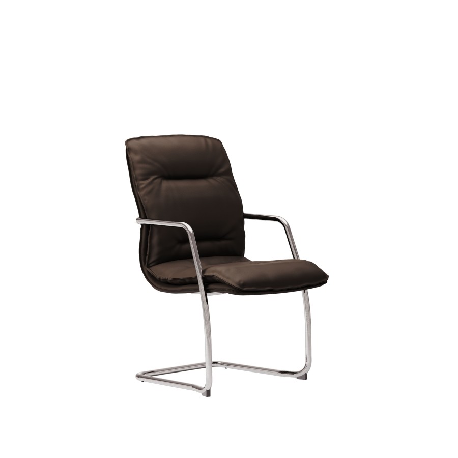 LAS - Poltrona direzionale con schienale medio su slitta in tubolare cromato