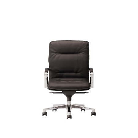 LAS - Poltrona direzionale con base in alluminio e schienale medio, braccioli cromati "BFC" con pad nero