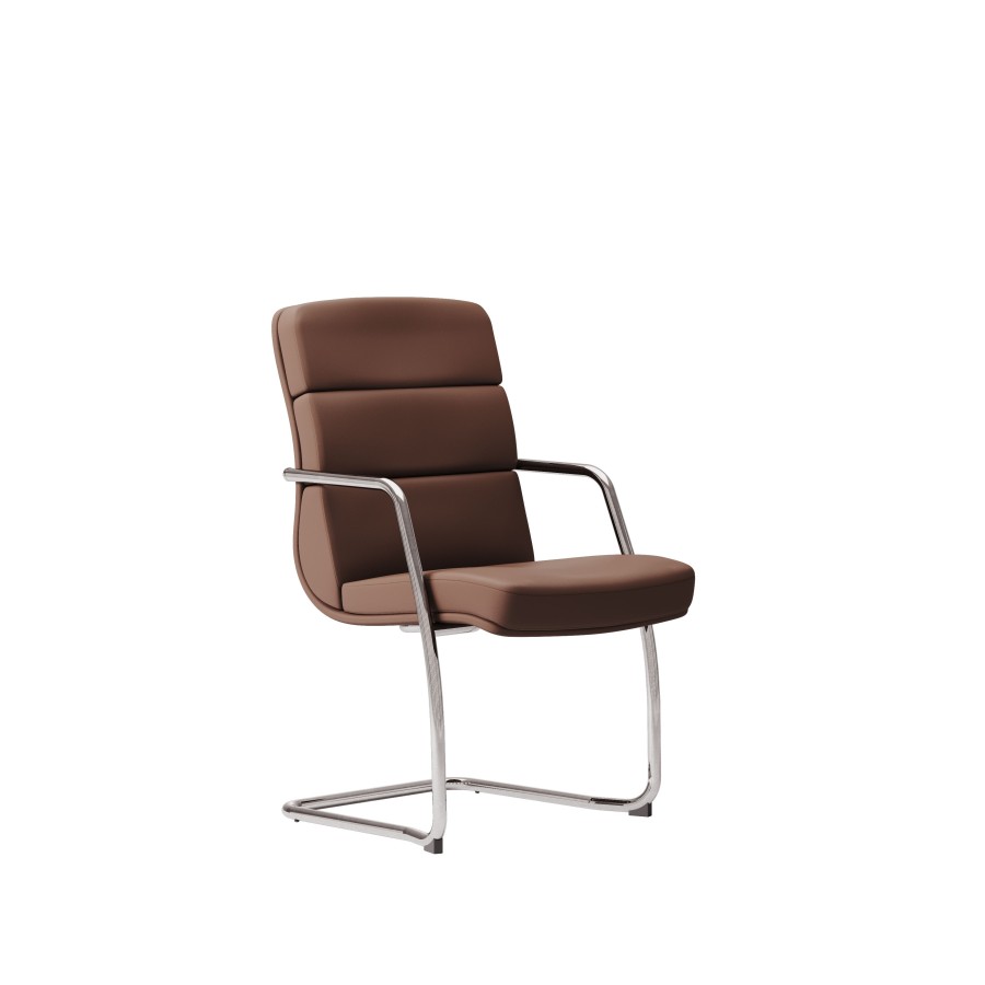 LAS - Poltrona direzionale con schienale medio su slitta in tubolare cromato