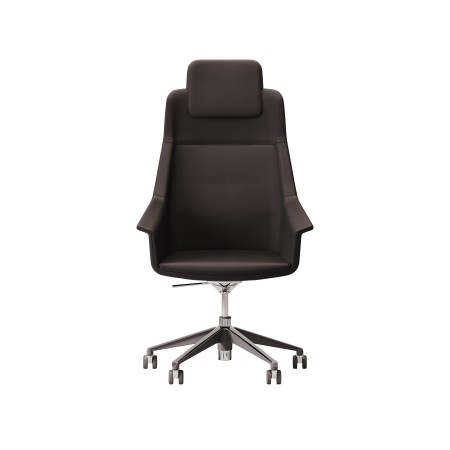 LAS - Poltrona direzionale con base cromata, schienale alto e poggiatesta