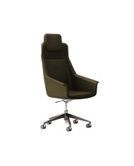 LAS - Poltrona direzionale con base cromata, schienale alto e poggiatesta