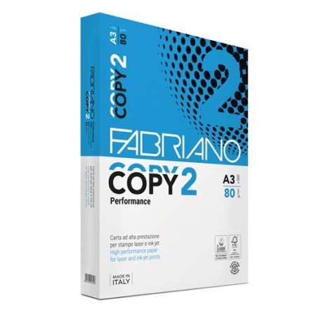 Carta Fabriano Copy 2 - Formato A3 - 297x420mm, 80g/m - Risma 500 fogli