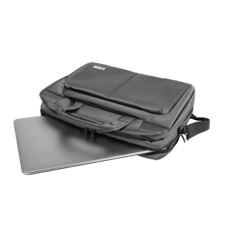 Natec Gazelle  - Borsa per notebook business pluriscomparti 15,6" elegante e sicura - Grigio scuro