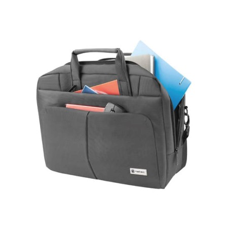 Natec Gazelle  - Borsa per notebook business pluriscomparti 15,6" elegante e sicura - Grigio scuro