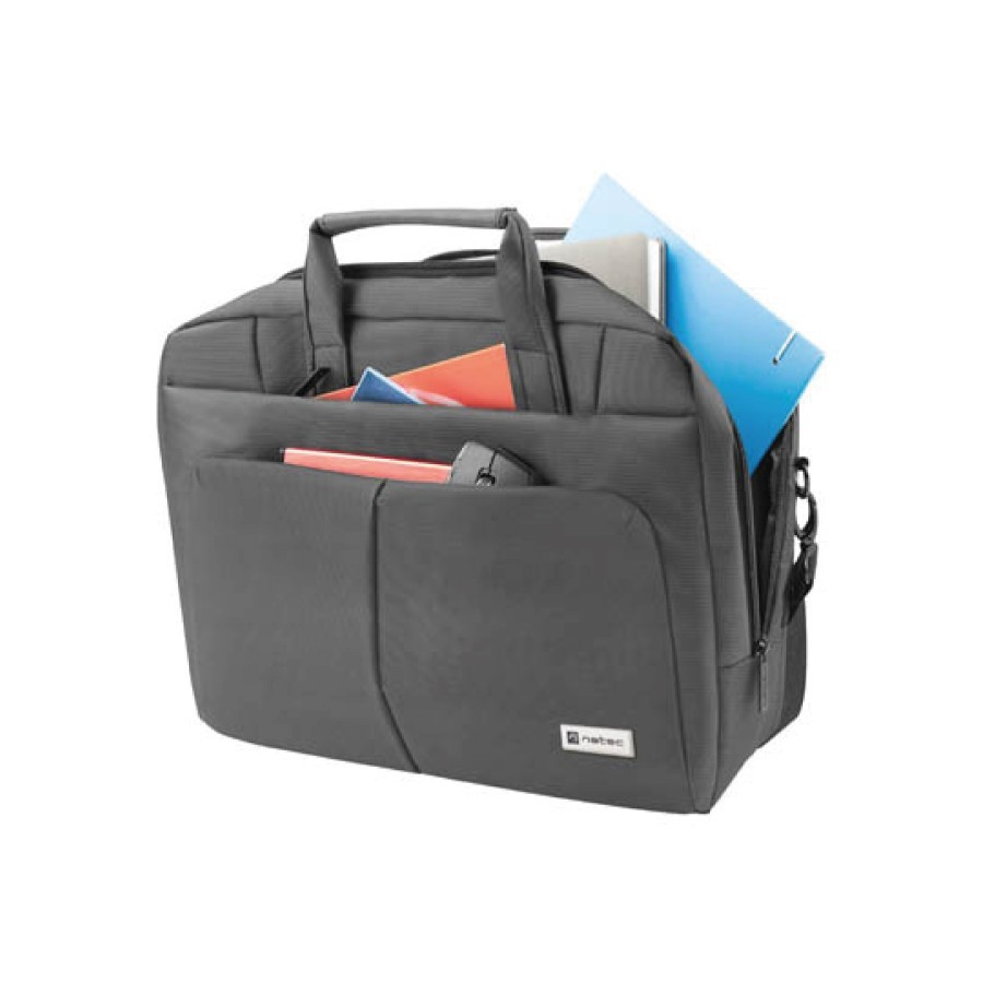 Natec Gazelle  - Borsa per notebook business pluriscomparti 15,6" elegante e sicura - Grigio scuro