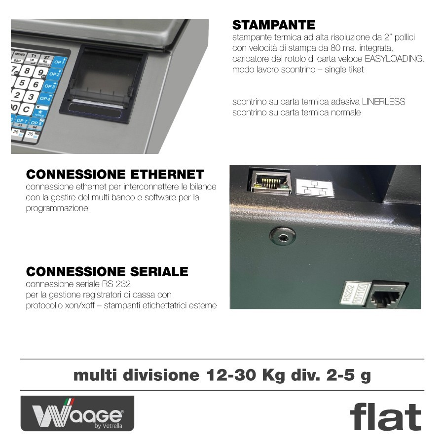 Bilancia waage Flat 12-30 kg div. 2-5 g omologata per ambulanti e negozi medie dimensioni