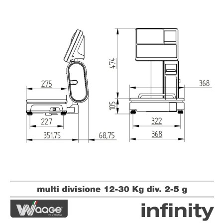 Bilancia Infinity Waage 12-30 kg certificata e omologata per supermercati negozi attività di produzione