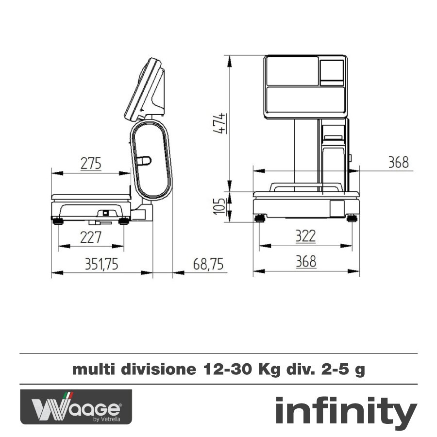 Bilancia Infinity Waage 12-30 kg certificata e omologata per supermercati negozi attività di produzione