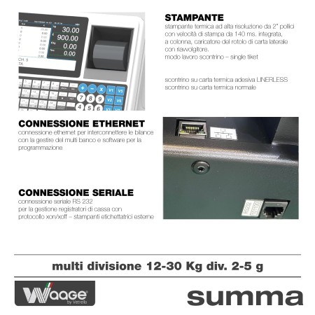 Bilancia waage Summa 30 kg omologata e certificata per ambulante e negozio multi-range 12-30Kg