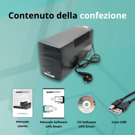 UPS 1000VA/510WPLAST 1*12V/8Ah, 2*OUTPUT, 1*USB, Protezione RJ, SOFTW.