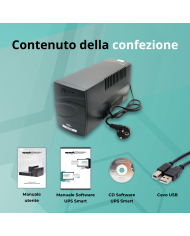 UPS 1000VA/510WPLAST 1*12V/8Ah, 2*OUTPUT, 1*USB, Protezione RJ, SOFTW.