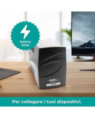 UPS 1000VA/510WPLAST 1*12V/8Ah, 2*OUTPUT, 1*USB, Protezione RJ, SOFTW.