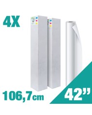 Conf. 4 Pz - Rotolo 42" Carta Plotter Naturale - Rotolo A0+ (106,7 cm x 50 m) 90 g/mq