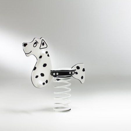 Gioco a molla " Dalmata" monoposto in polietilene da esterno per parchi, asili, ville e giardino
