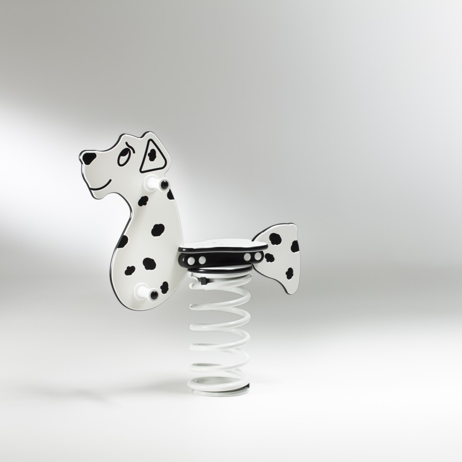 Gioco a molla " Dalmata" monoposto in polietilene da esterno per parchi, asili, ville e giardino