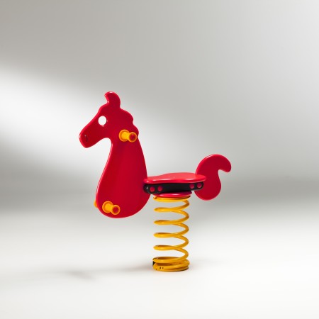 Gioco a molla  "Cavallone" monoposto in polietilene da esterno per parchi, asili, ville e giardino