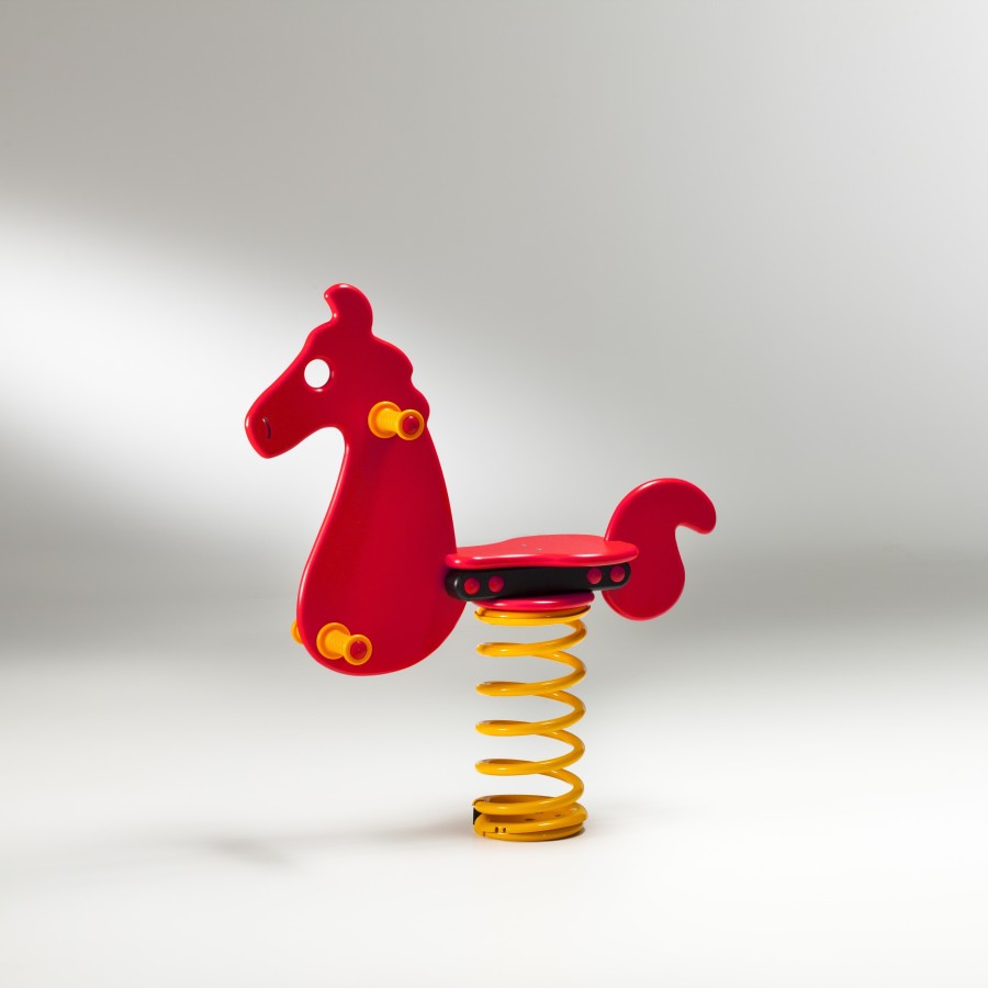 Gioco a molla  "Cavallone" monoposto in polietilene da esterno per parchi, asili, ville e giardino