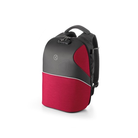 Tekniko TAB  - Zaino con Cavo Antifurto, Chiusura a Combinazione e Porta Usb ergonomico - Rosso