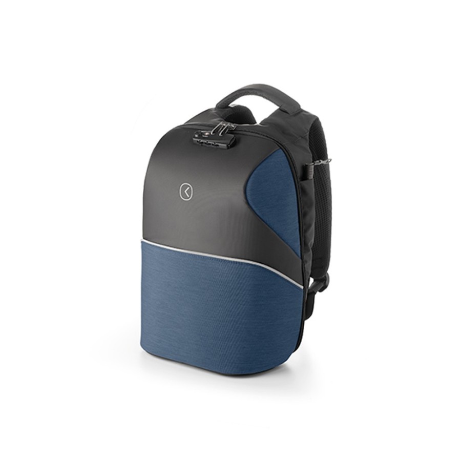 Tekniko TAB  - Zaino con Cavo Antifurto, Chiusura a Combinazione e Porta Usb ergonomico - Blu