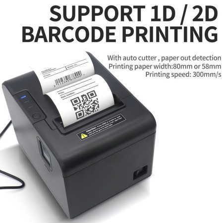 HLH-M804L Stampante termica 80mm USB + WIFI 230mm/s ricevute ticket barcode