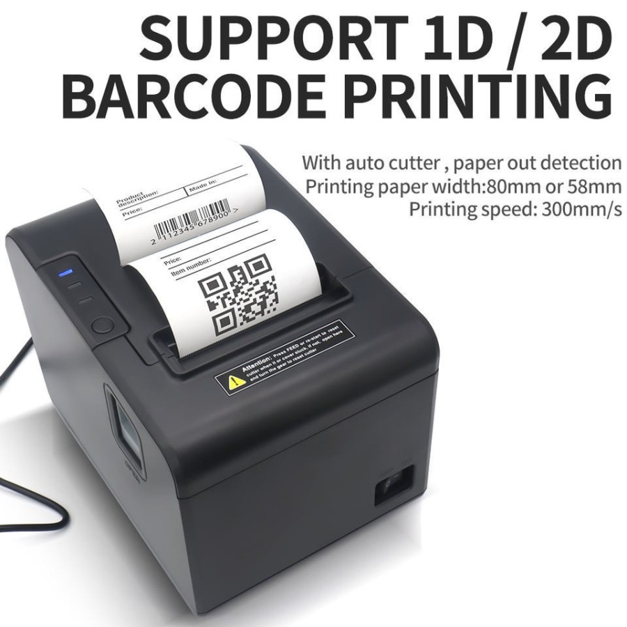 HLH-M804L Stampante termica 80mm USB + LAN  230mm/s ricevute ticket barcode