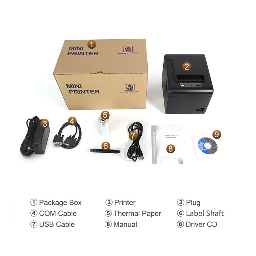 HLH-M804L Stampante termica 80mm USB + LAN  230mm/s ricevute ticket barcode