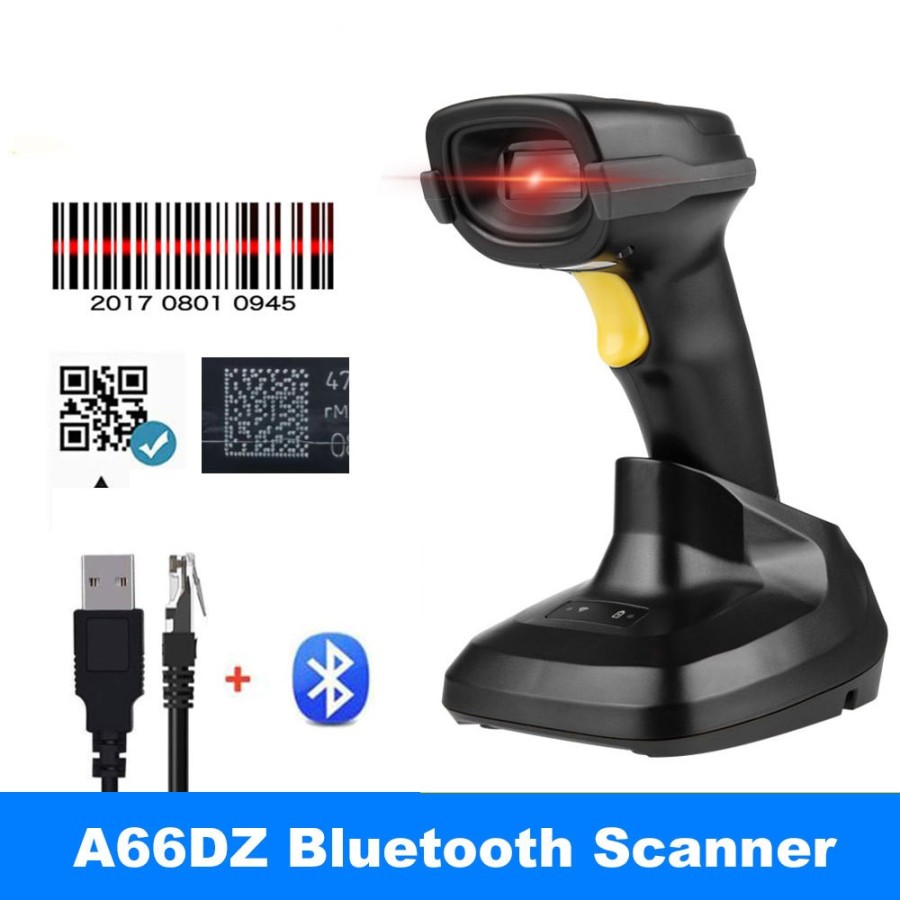 Lettore Barcode A66DZ - Scanner 1D, 2D, QR con Base | Bluetooth & Wi-Fi 2.4GHz