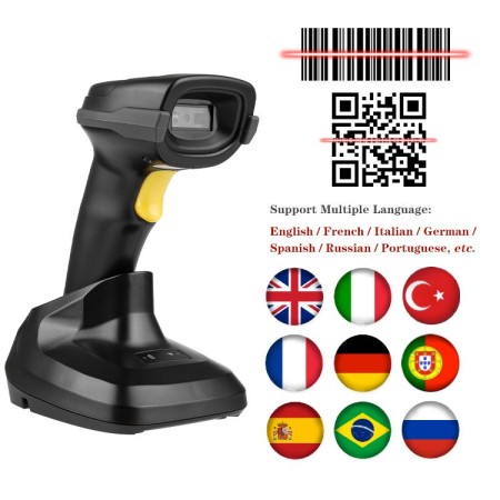 Lettore Barcode A66DZ - Scanner 1D, 2D, QR con Base | Bluetooth & Wi-Fi 2.4GHz