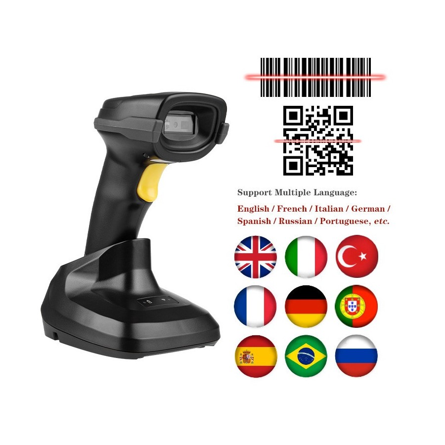 Lettore Barcode A66DZ - Scanner 1D, 2D, QR con Base | Bluetooth & Wi-Fi 2.4GHz