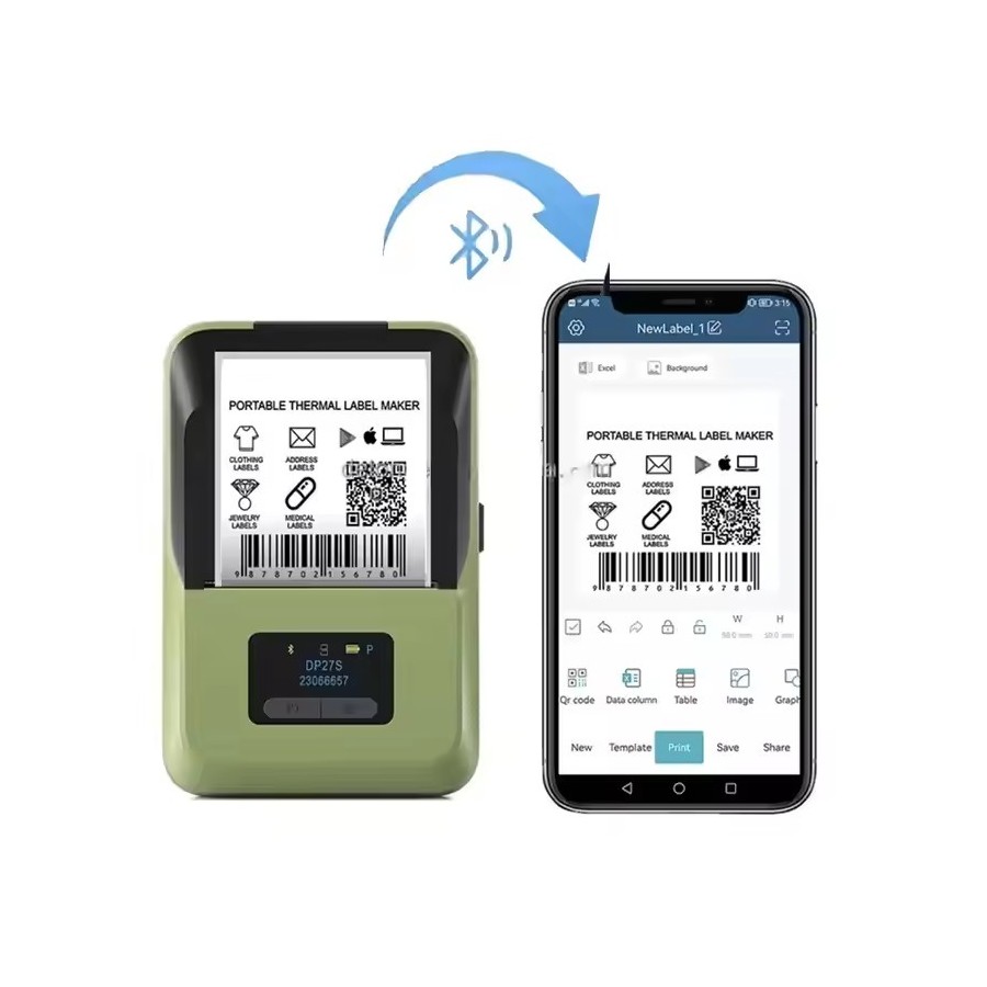 Stampante Etichette Termica DP27S | Portatile Bluetooth USB | 15-57mm 203DPI