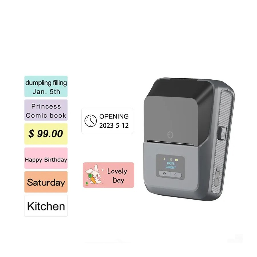 Stampante Etichette Termica DP27S | Portatile Bluetooth USB | 15-57mm 203DPI